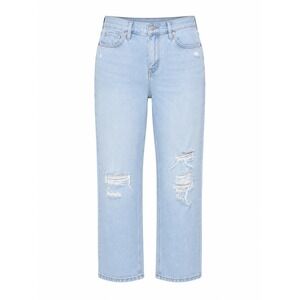 Levis 724 High Rise Straight Crop capris Jeans Light Wash Distressed Size 33
